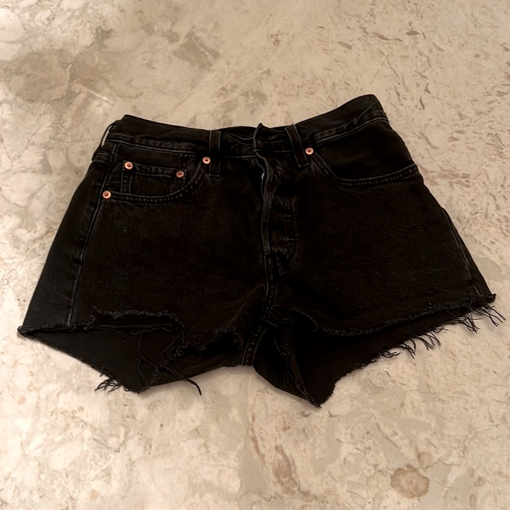Levi’s 501 Black cutoff jean shorts